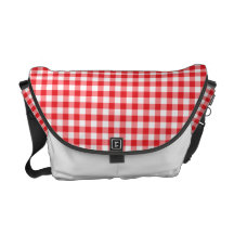 Red and white Gingham pattern messenger bag