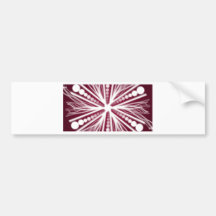 Red and white graphic circular design bumper stickers