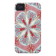 Red and white kaleidoscope pattern iPhone 4 Case-Mate cases