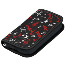 Red and white Musical notes on black Folio Planners