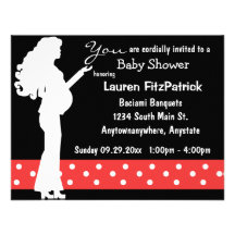 Red And White Polka Dot Baby Shower Invitation