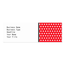 Red and White Polka Dot Pattern. Spotty. Business Card Template