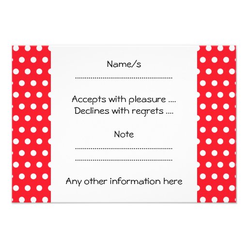 Red and White Polka Dot Pattern. Spotty. Invitation