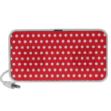 Red and White Polka Dot Pattern. Spotty. Travelling Speaker
