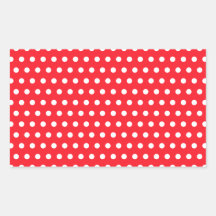 Red and White Polka Dot Pattern. Spotty. Rectangular Stickers