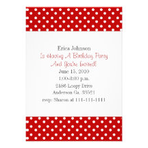 Red and White Polka Dot Print Party Invitation