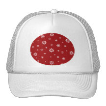 Red and white snowflakes pattern hat