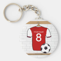 Red and white soccer jersey keychain