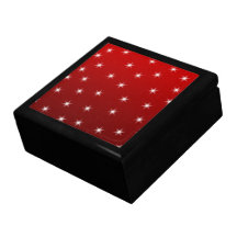Red and White Stars Pattern. Gift Box