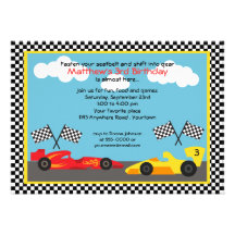 Red and Yellow Race Car Birthday Party Announcements