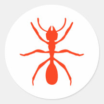 red ant round stickers