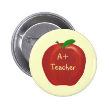 Red Apple Painting, A+ Teacher pin on buttons