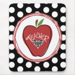 Red Apple & Polka Dots Teacher Mousepad