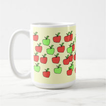 Red Apples and Green Apples, Pattern, on Cream. Coffee Mugs