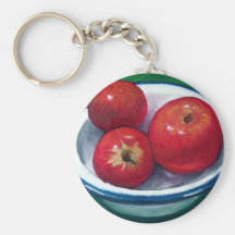 RED APPLES IN OIL PASTEL: VIVID AND BRIGH KEY CHAIN