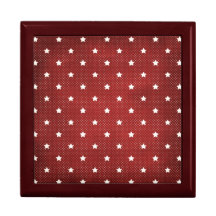 Red Background & White Stars Trinket Boxes