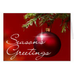 Red Ball Ornament • Season's Greetings Greeting Card