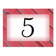 Red Barn Wood Country Wedding Table Number Postcard