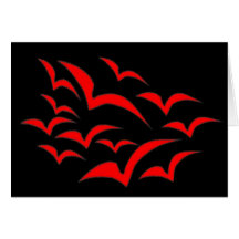 Red Bat Cloud Halloween Card