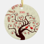 Red Birds Swirl Tree Christmas Ornament