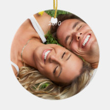Red Birds Swirl Tree Christmas Photo Ornament
