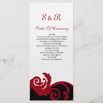 Cheap Wedding Programs on Red Black And White Wedding Program Full Color Rack Card   Zazzle Com
