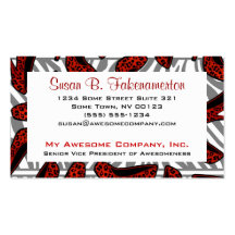 Red & Black Animal Print High Heel Shoe Business Card Templates