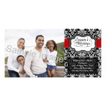 Red/Black Damask Holiday Photo Cards
