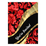 Red & black floral damask invitations