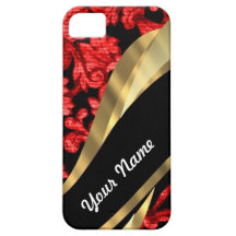 Red & black floral damask iPhone 5 case