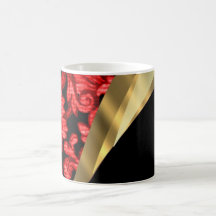 Red & black floral damask mug