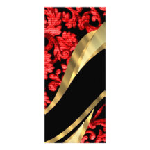 Red & black floral damask personalised rack card