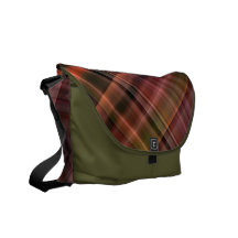 Red black green tartan pattern commuter bags