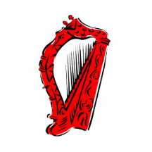 red black ornate harp music design.png photo sculpture