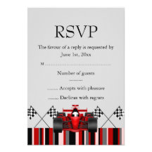 Red & Black Race Car RSVP Announcement