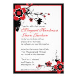 Red & Black Sakura Cherry Blossoms Wedding Invite