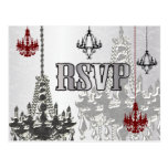 Red, Black & Silver Chandelier RSVP Postcards