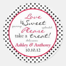 Red Black White Polka Dot Candy Buffet Stickers