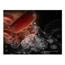 Red blood cells in wireframe post card