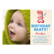 RED & BLUE 1ST  | FIRST BIRTHDAY INVITATION