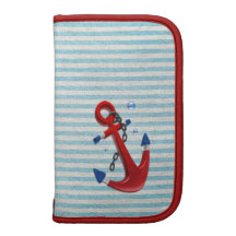 Red  Blue  Anchor And Vintage Blue White Stripes Planner