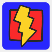 Red Blue and Yellow Lightning Bolt Stickers