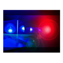 red & blue police lights post cards