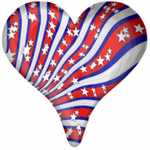 Red Blue Ribbon Heart Photo Cut Outs