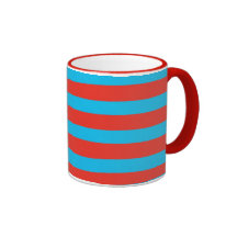 Red Blue Stripes Coffee Mugs