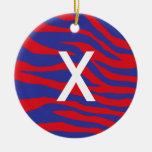 Red & Blue Zebra Christmas Tree Ornament