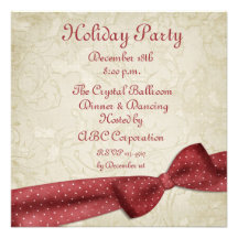 Red Bow Holiday Invitation
