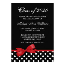 Red Bow Polka Dots Graduation Announcement