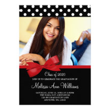 Red Bow Polka Dots Photo Graduation Announcement