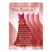RED Bridesmaid Dresses Bridal Shower Invitation